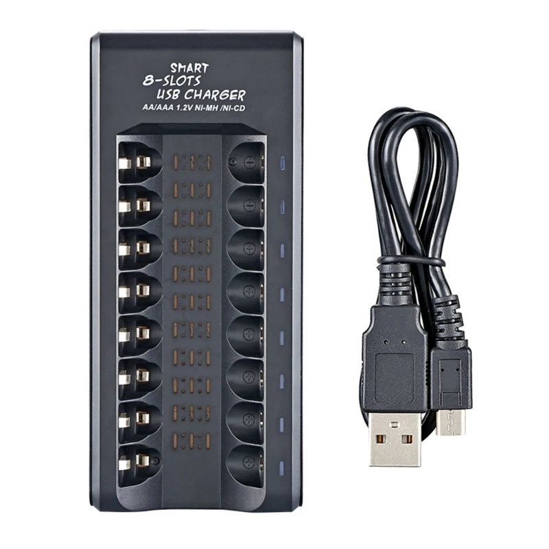 User Friendly 8Slot USB Battery For Double/Triple A Batteries Charging 96BA