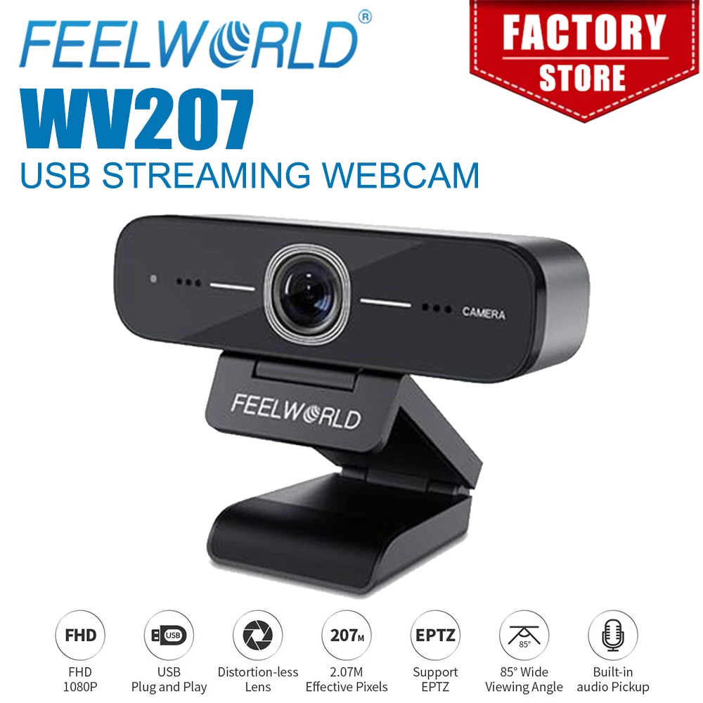 FEELWORLD WV207 USB Streaming Webcam Full HD 1080P Multiple Mounting Options Compact And Portable Vertical Screen