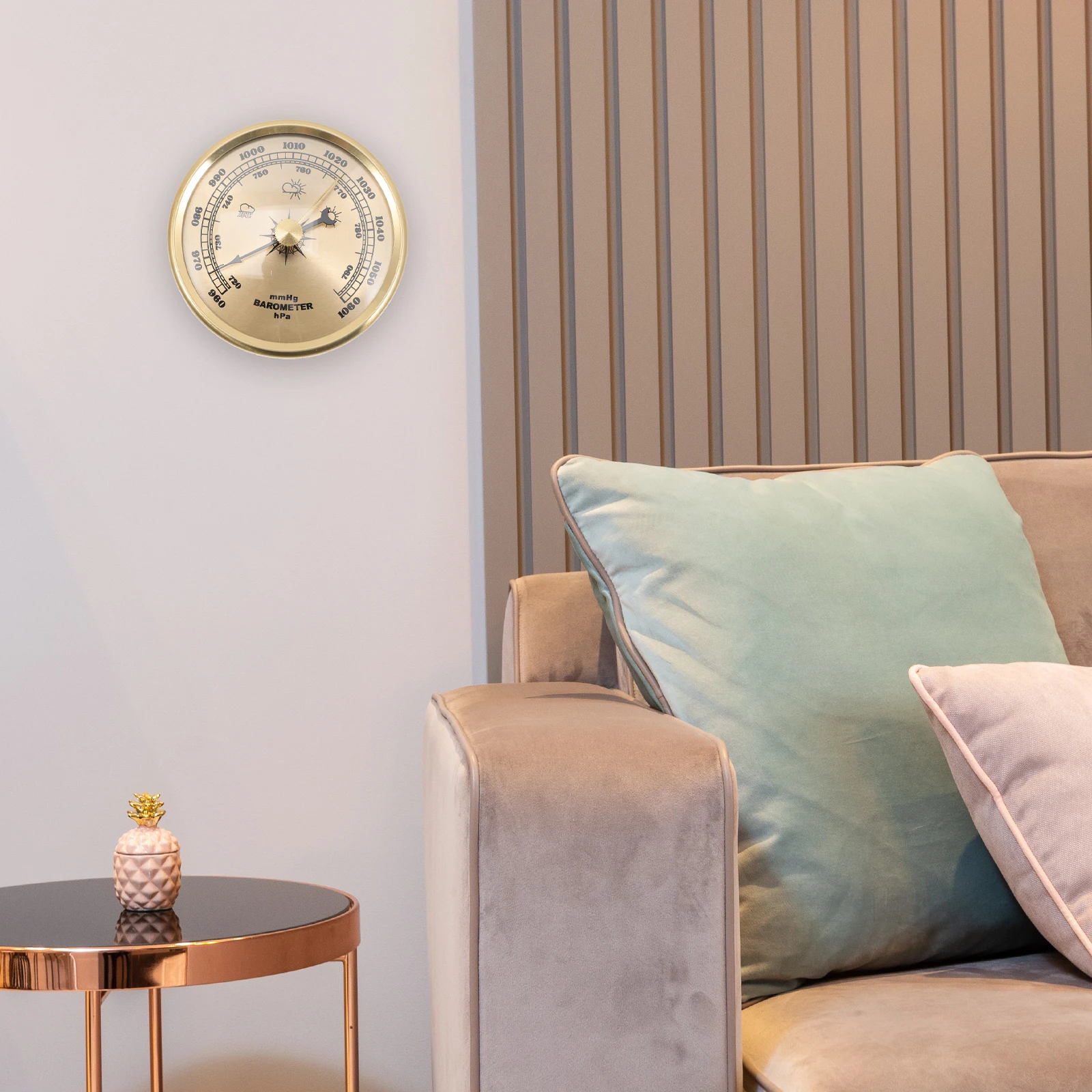 

Aneroid Barometer Home Use Triple Mini Dial Metal Weather Tool High Precision Wall Mountable Practical Garden Living Room Office