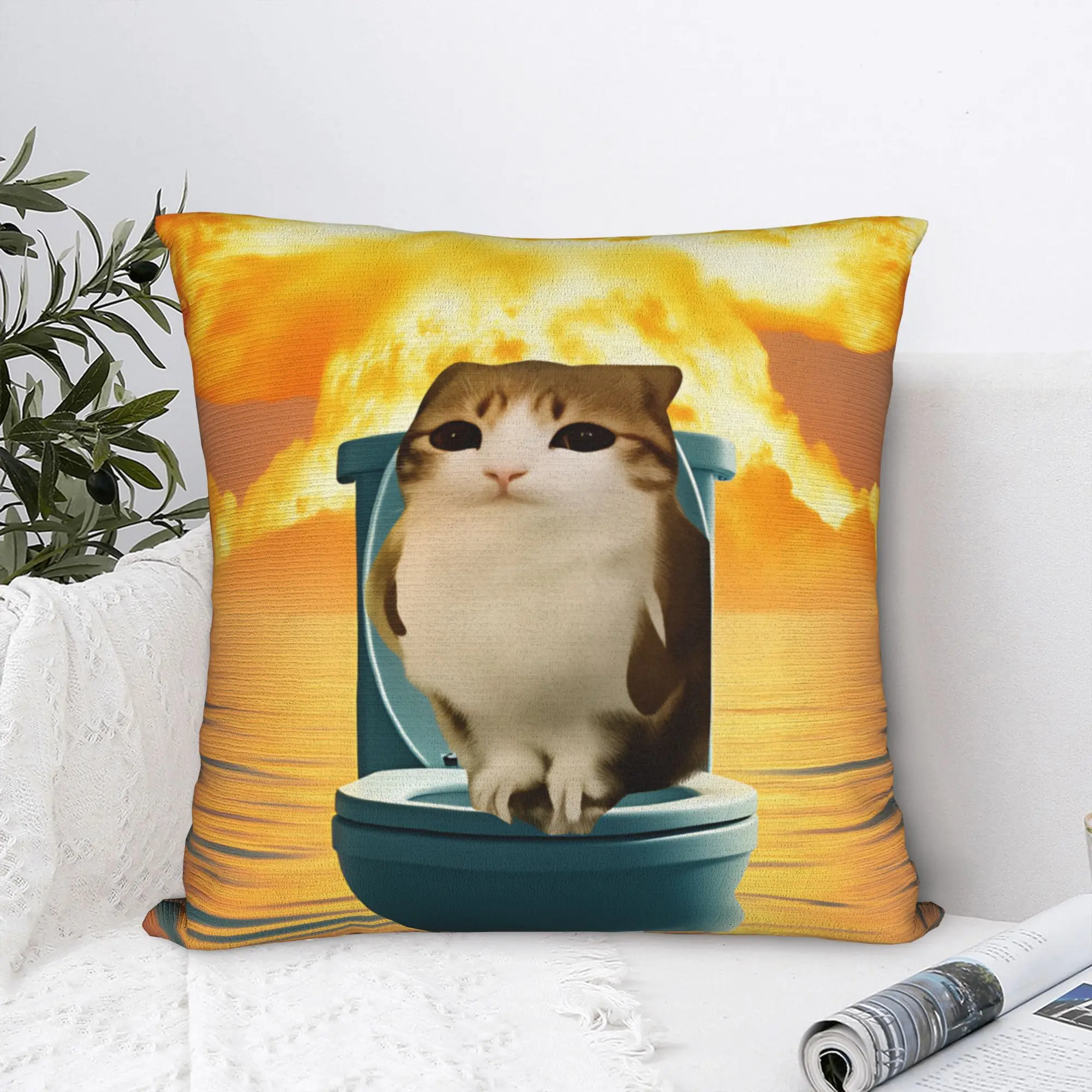 Explosion Toilet Meowl Cat Pillowcases  Fashion Pillow Case For Chair Sofa Home Decor Graphic Pillow Cover