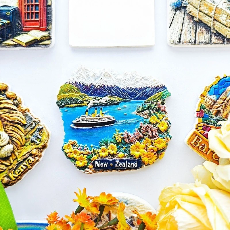 New Zealand Cruise Fridge Magnet Breathtaking 3D Snow & Flower Souvenir Unique South Island Gift for Travel & Nature Home Decor