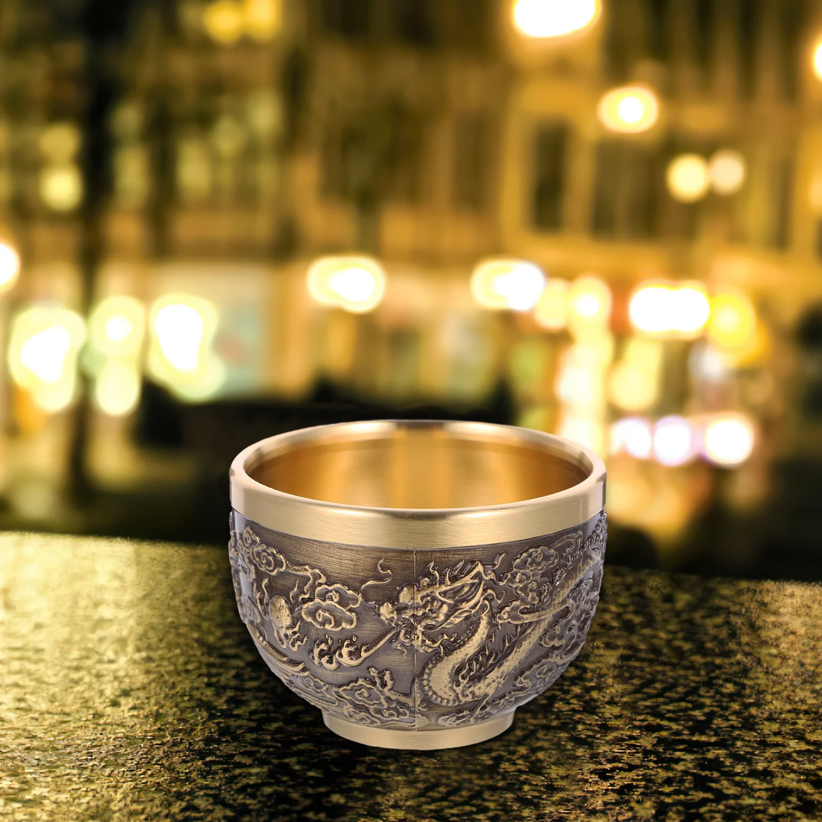 

2pcs Copper Tea Cup Chinese Style Retro Vintage Teaware Reusable Metal Drinkware Pattern Portable Tumbler Household Tea