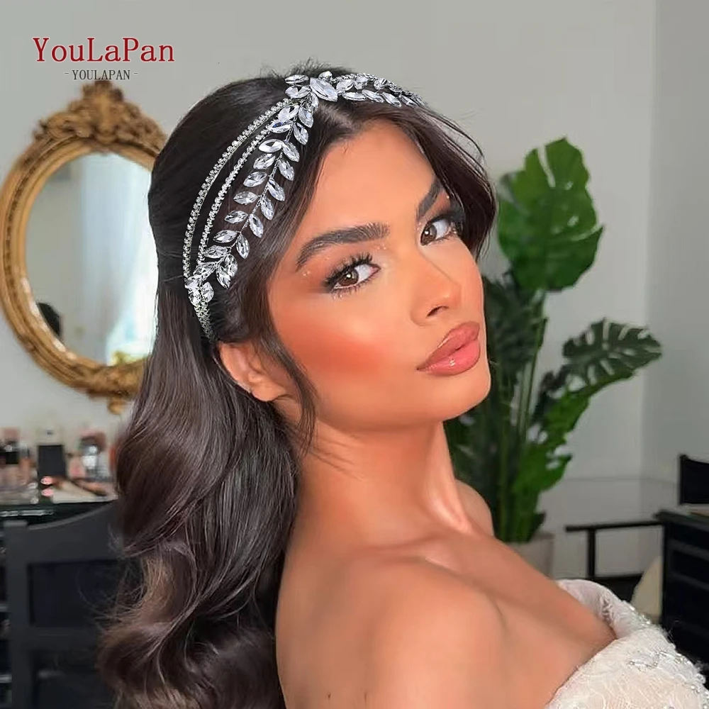 

YouLaPan Wedding Rhinestone Hair Hoop Bride Headpiece Bridal Tiara Vintage Hair Accessories Banquet Headband Party Crown HP929