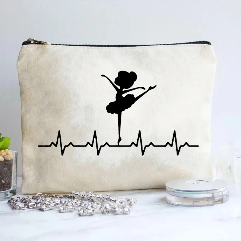 Born To Dance Lipstick Bag Makeup Pouch Cosmetic Women Fashion HarajukuBags Casual Dance Ballet Eco Canvas Reusable Handbag