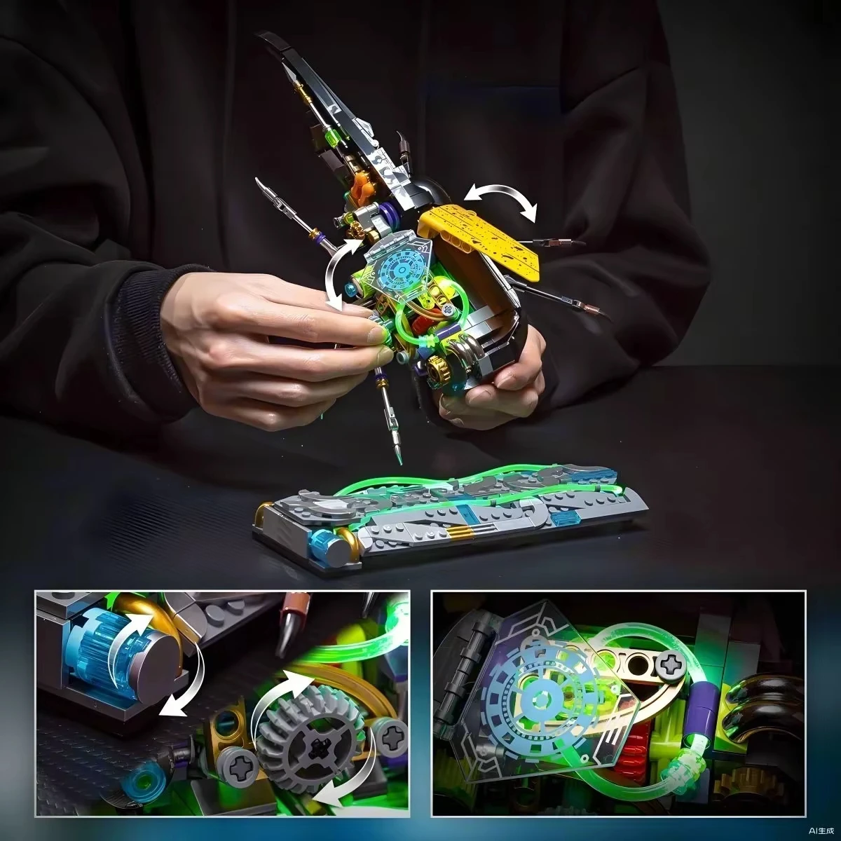 862pcs 새로운 기술 기계 곤충 빌딩 블록 벽돌 모델 세트 동물 세계 조립 장난감 소년 어린이 크리스마스 선물