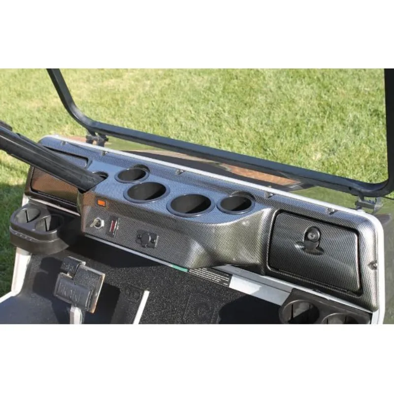 

Dash Board Cover Assembly Compatible with 1982-Up Club Car DS Golf Cart Carbon Fiber Style Glove Boxes 4 Cup Holders
