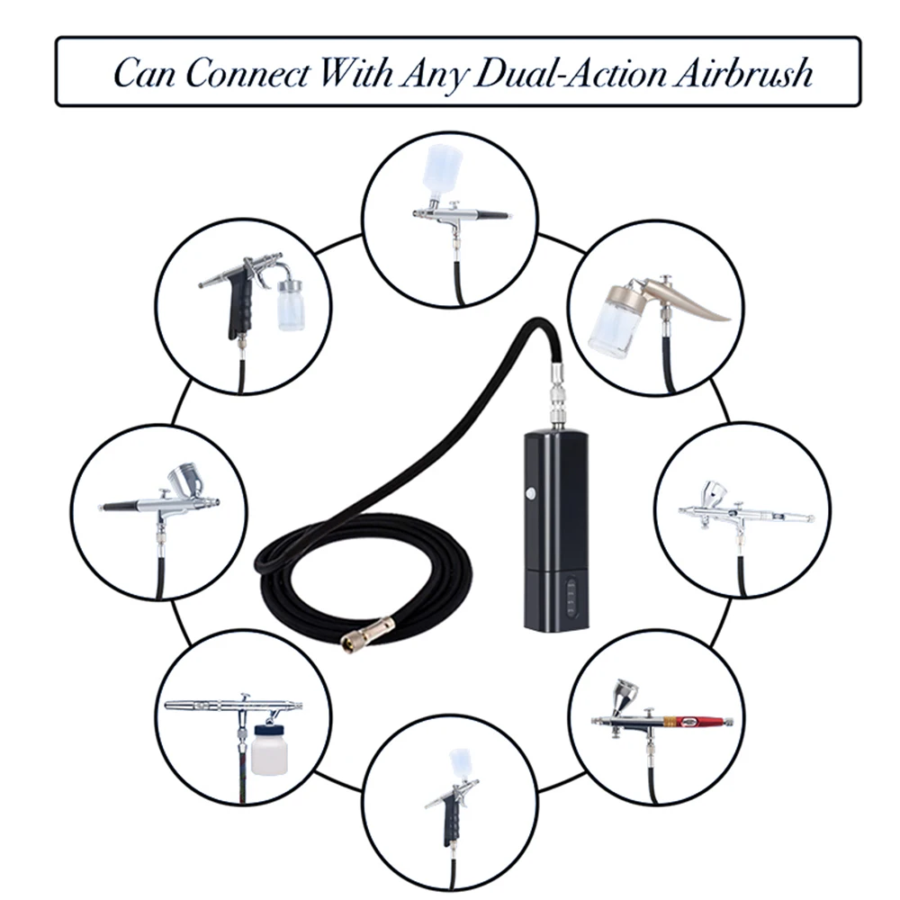 Mini compresor de aerógrafo inalámbrico portátil, Kit de pulverización tipo C, USB, presión de alta potencia, silencioso, herramienta neumática de