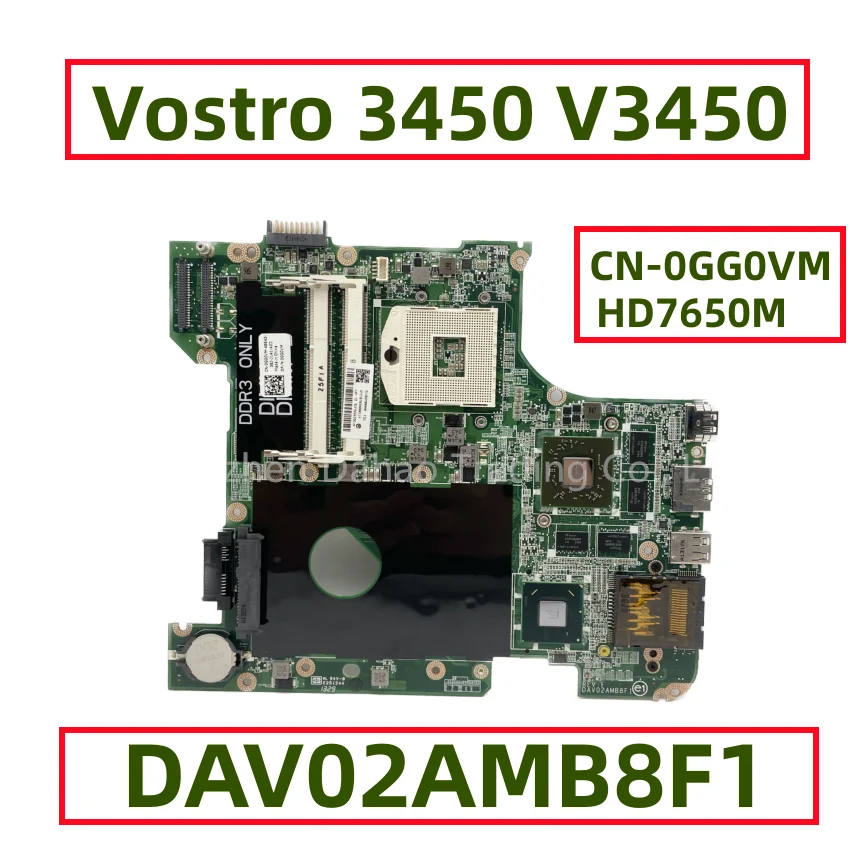 For Dell Vostro 3450 V3450 Laptop Motherboard With HD7650M GPU DAV02AMB8F1 CN-0GG0VM 0GG0VM GG0VM Fully Tested