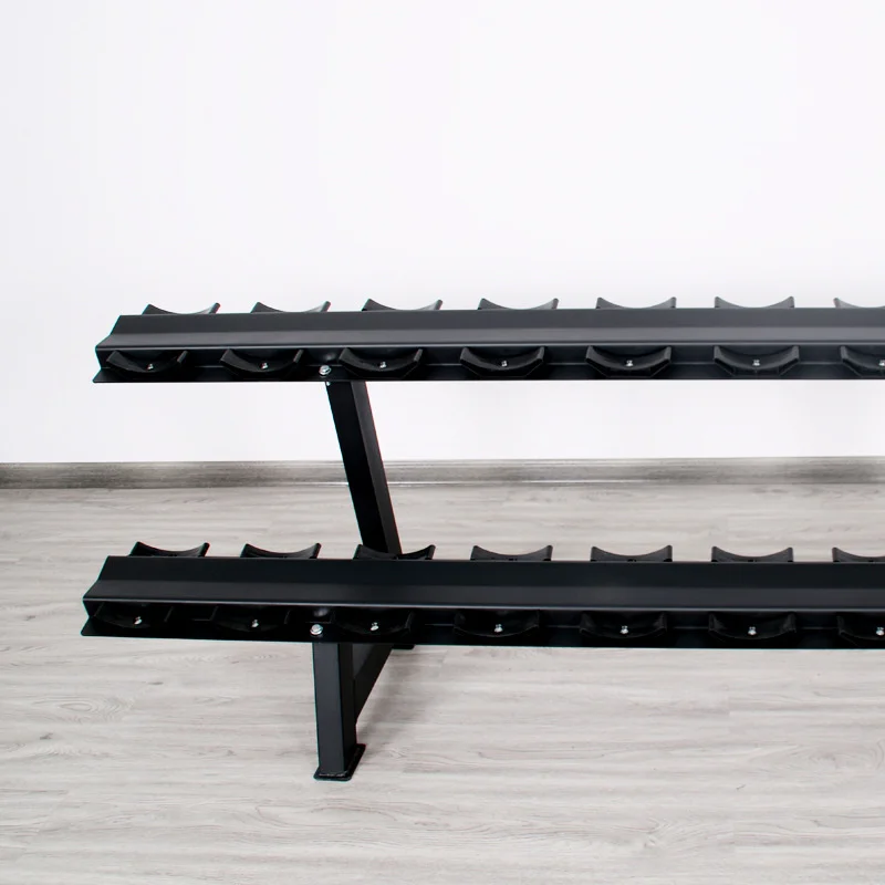 2026  Promotion Two Tier Commercial Home Club Gym Fitness Equipment Dumbbell Rack Set Steel Durable Weight Rack