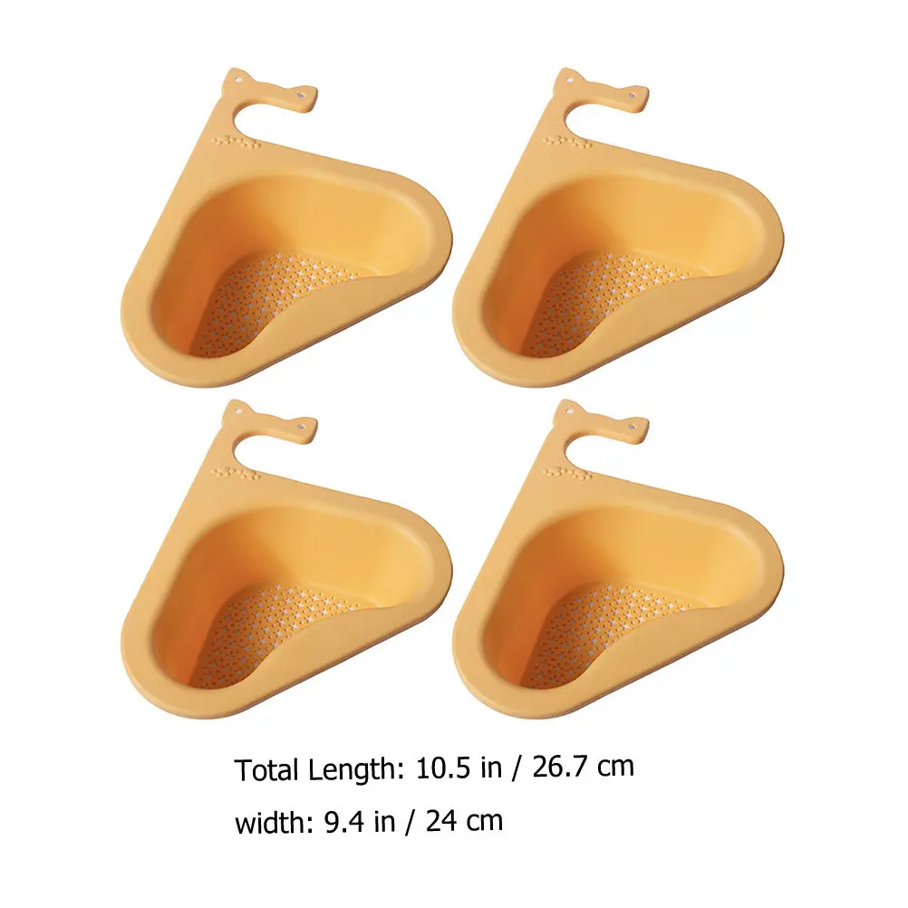 4Pcs PP Triangular Kitchen Sink Draining Basket for Fruits Vegetables Washing with Food Residue Filter