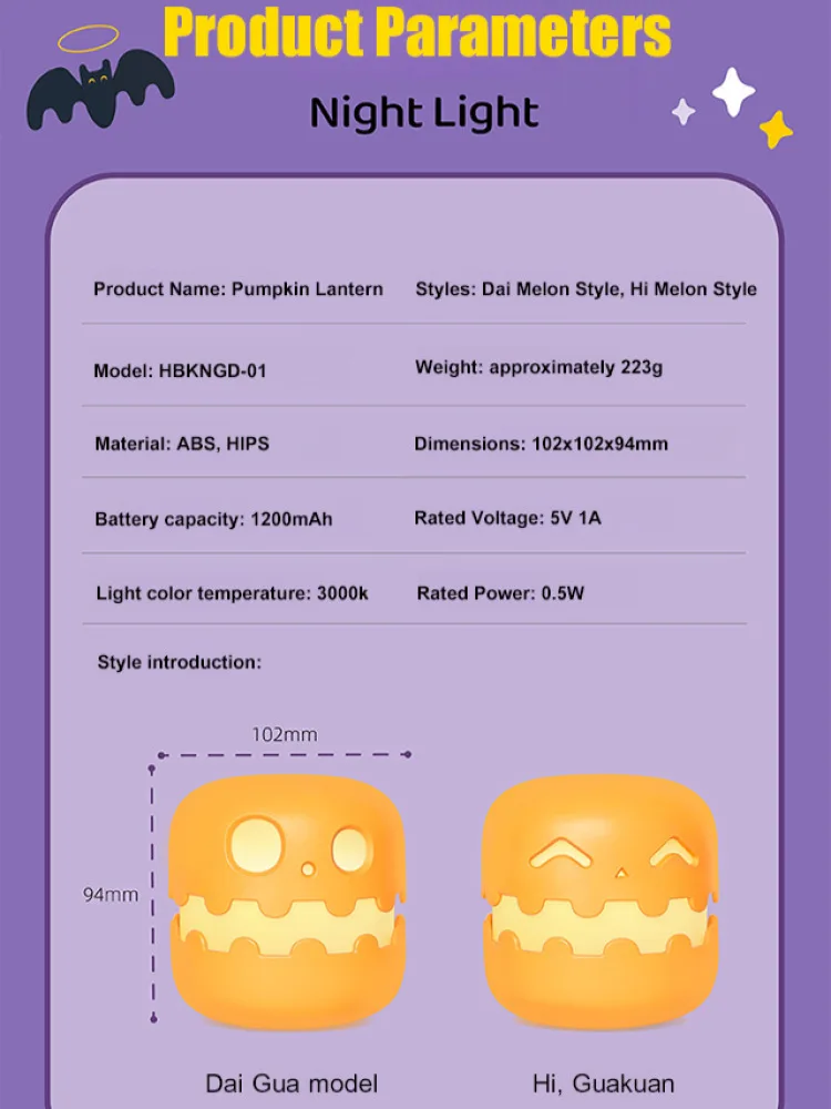 Pumpkin Head Decorative Lights Night Lights Pop Up Lights Warm Lights Holiday Cycle Charging image 6