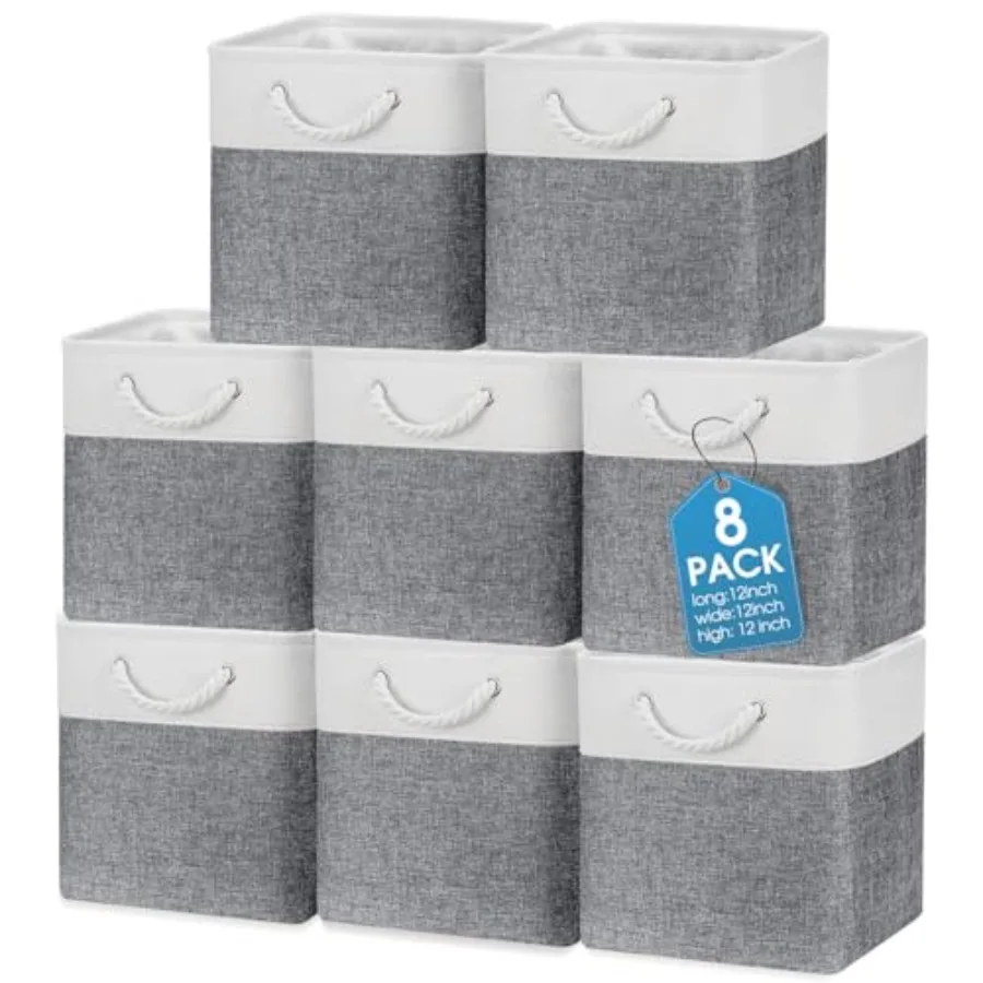 

8 Pack Collapsible Storage Bs Fabric Storage Bs Polyester Fabric Baskets with Handles Len Closet Organizer for Shelf Home Close