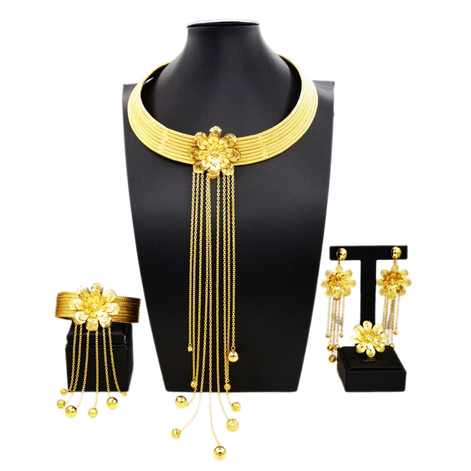 All Copper Material Hollow Surround Necklace Simple New In Fashion Nigeria Jewelry Woman Jewelry Set Dubai Gold Plated Necklace