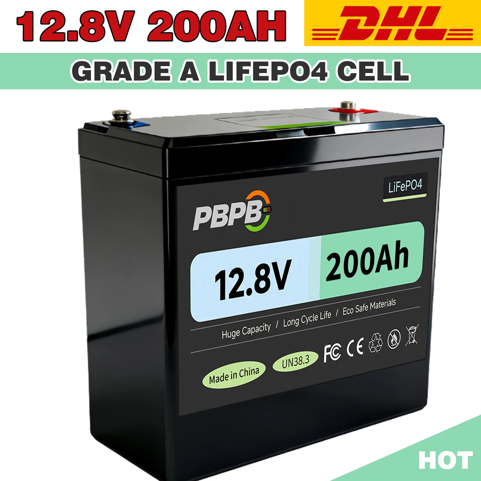 12V 60AH-200AH Lithium Battery with Built-in BMS fit for Home Storage RV Off-Grid System Solar Power System Marine
