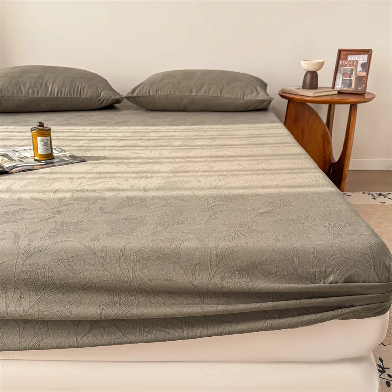 100%Cotton Jacquard Bed Sheet with Elastic Single/Queen/King Pure Cotton Fitted Bed Sheet for Double Beds sabanas matrimoniales