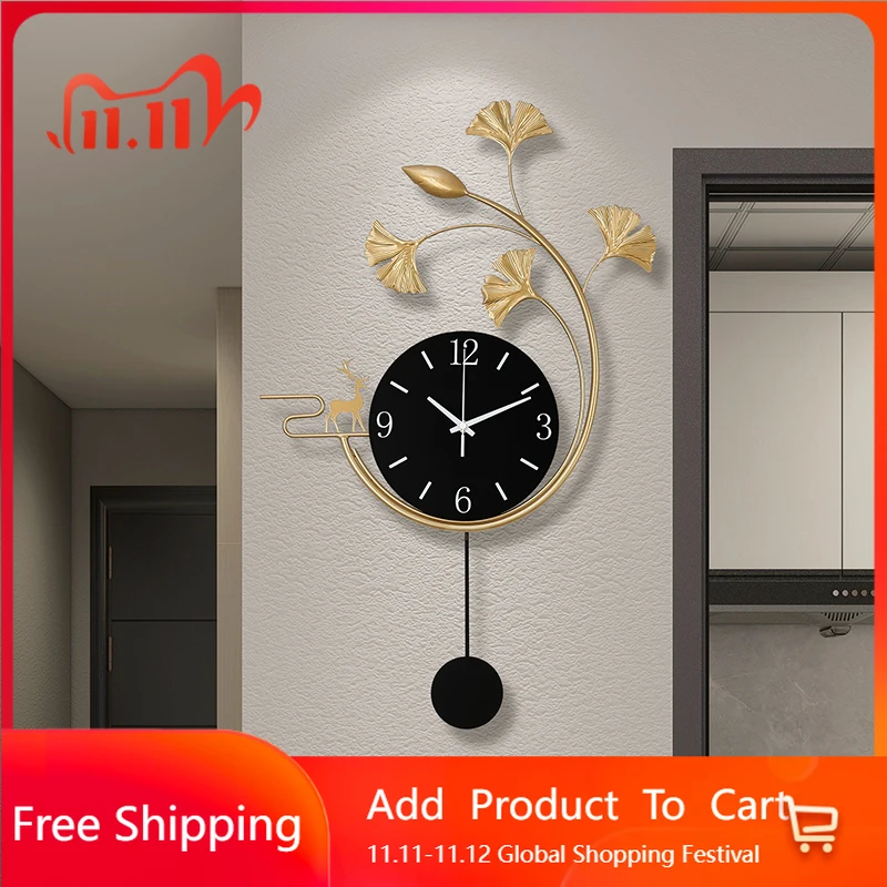 

European Fashion Wall Clock Nordic Art Minimalist Restaurant Silent Wall Watch Creative Large Bistro Wanduhr Room Decorations