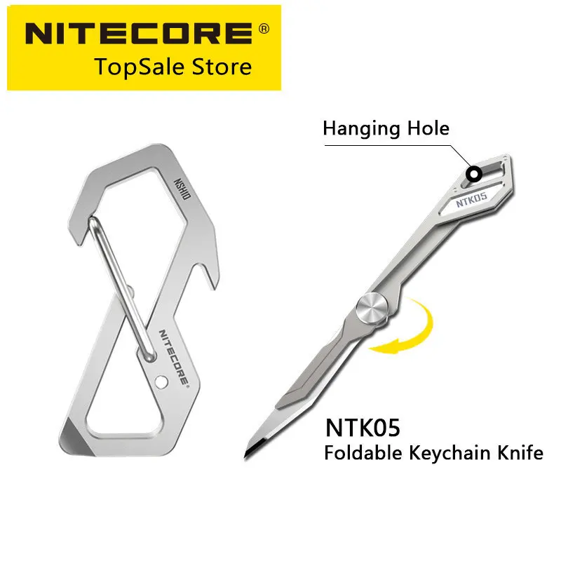 sale Nitecore NSH10 Multiuse Titanium Snap Hook 3in1 TC4 Bottle Opener Flat-head Screwdriver Keychain Backpack EDC Hanging Tools