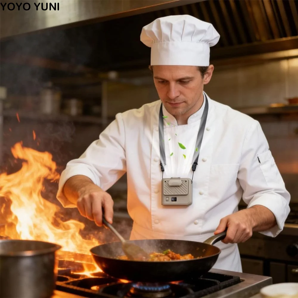 

Портативный вентилятор на шею/пояс с 100 скоростями, 9500 об/мин, LED-дисплеем, для кемпинга, компактный, с креплением на пояс, для личного охлаждения