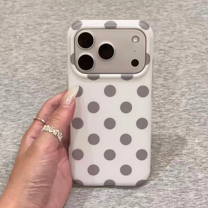 Modische, bunte, runde Punkte, mattes IMD-TPU-Design, Schutzhülle für iPhone 15, 16, 17, 18 Pro Max. – Detail 14