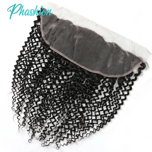 Imagen 2 del producto Phashion rizado de oreja a oreja 13x4 encaje Frontal transparente suizo 4x4 cierre prearrancado cabello humano Remy brasileño en venta