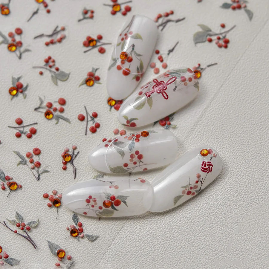 1 Stuks 5d Diamant Japanse Kawaii Jquirity Nail Art Stickers Glitter Rode Nail Transfer Slider Stickers Diy Decoraties Accessoires