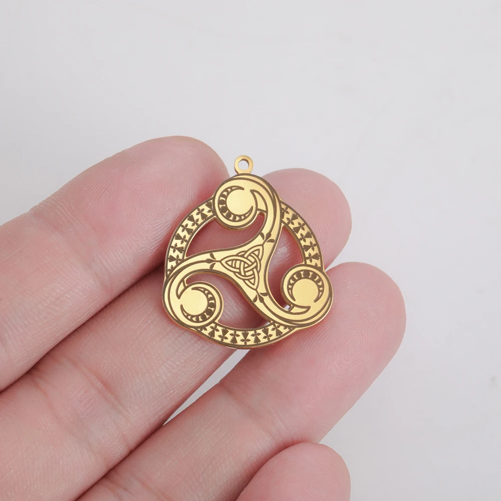 Dawapara Triquetra Trinity Knot Celtics Triple Spiral Pendant for Jewelry Making Wiccan Lucky Symbol Stainless Steel DIY Charms