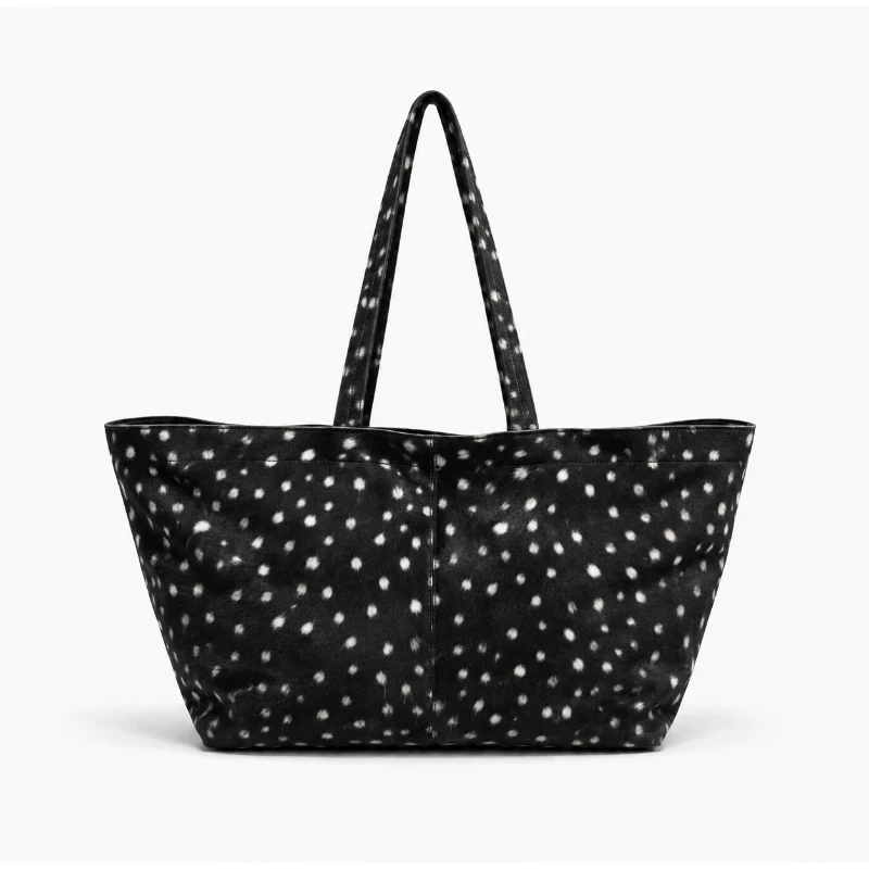 Retro Wildleder-Tasche mit Hirschmuster und Tupfen, Große Kapazität, Damen-Schultertasche, Alltagstasche für Arbeit und Einkauf, Einfach und Leicht – Detail 10