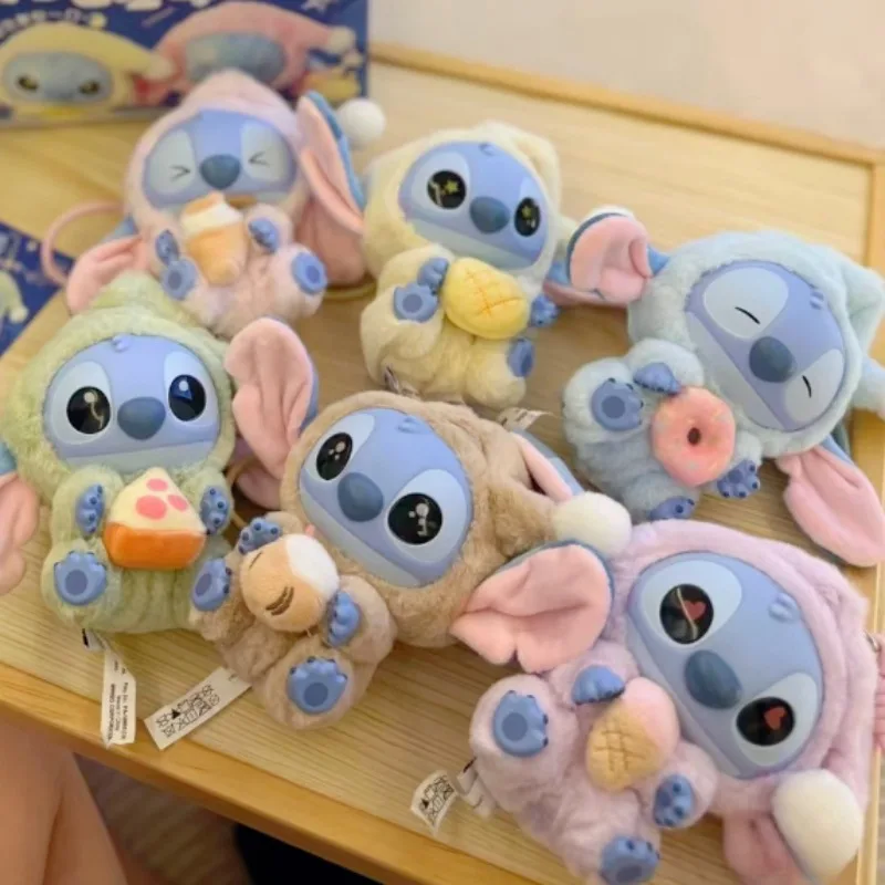 Miniso Nieuwe Stitch Eat Some Thing Before Sleep Series Vinyl Blind Box Bag Hanger Schattige pluche pop Mystery Box Toy Verrassingsgeschenken