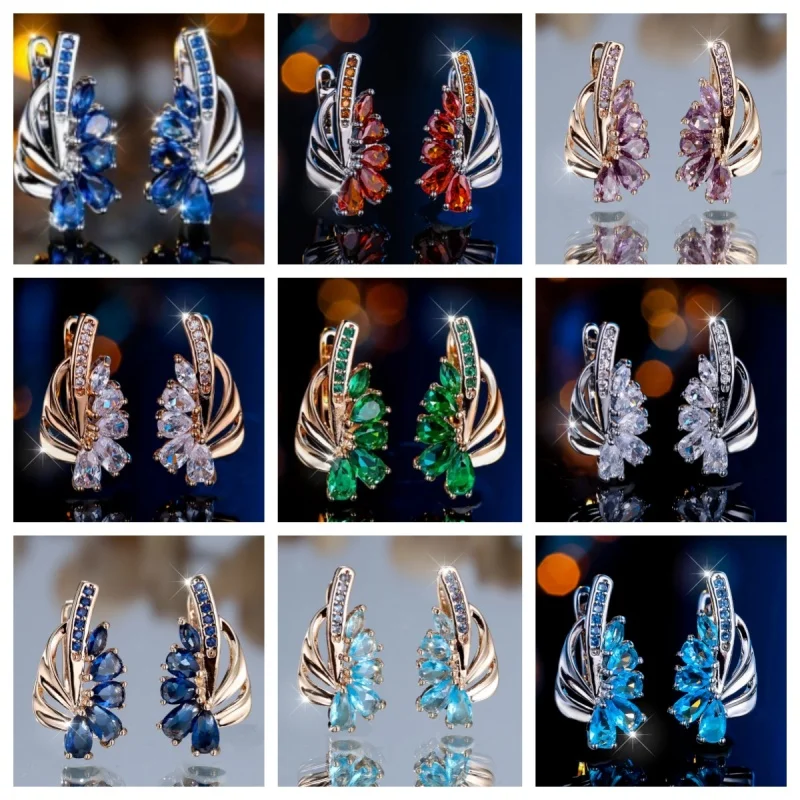 2026 New Bridal Wedding Sparkling Round Zircon Design Fashionable Earrings Attend Banquet Personalized Trendy Jewelry