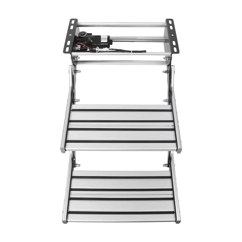 CAPEXRV 451mm RV Stairs Folding Electric Single/Double Steps with LED Light & 200KG Load Capacity for Camper Motorhome Trailers