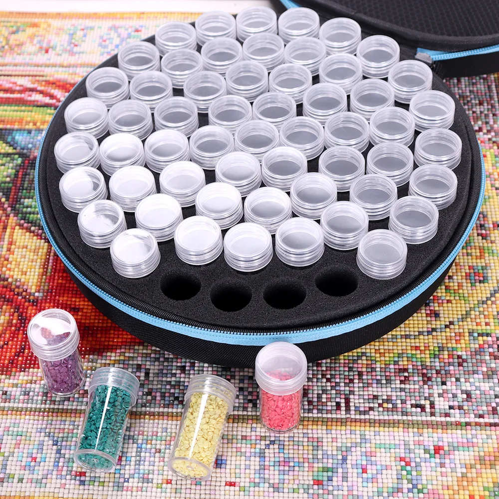 5D DIY Diamond Painting Art Suitcase with 60 Jars Tool Storage Container Beads Nail Jewelry Mosaic Accessories Organizer Bag