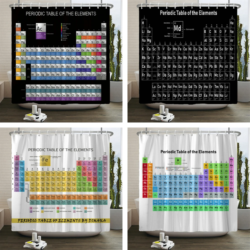 Periodic Table of Elements Shower Curtains Waterproof Bathroom Curtain With Hooks Decoration Creative Personality Shower Curtain