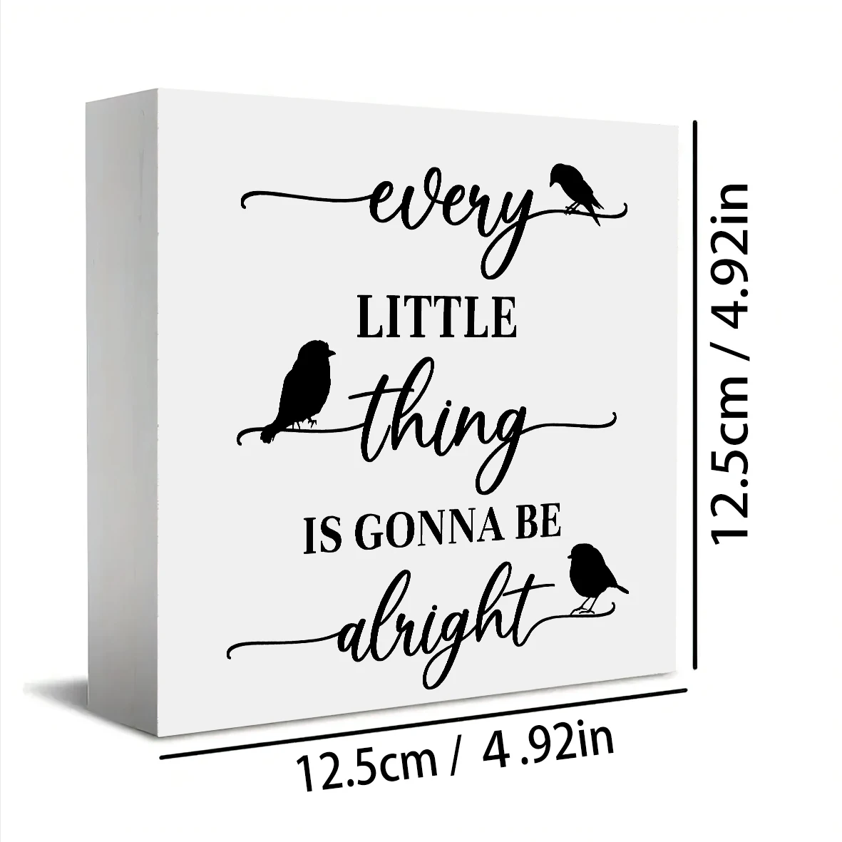 قطعة واحدة من ديكور المكتب الخشبي الملهم - كل شيء صغير سيكون على حق مع صورة ظلية لثلاثة طيور - عطلة عالمية #6