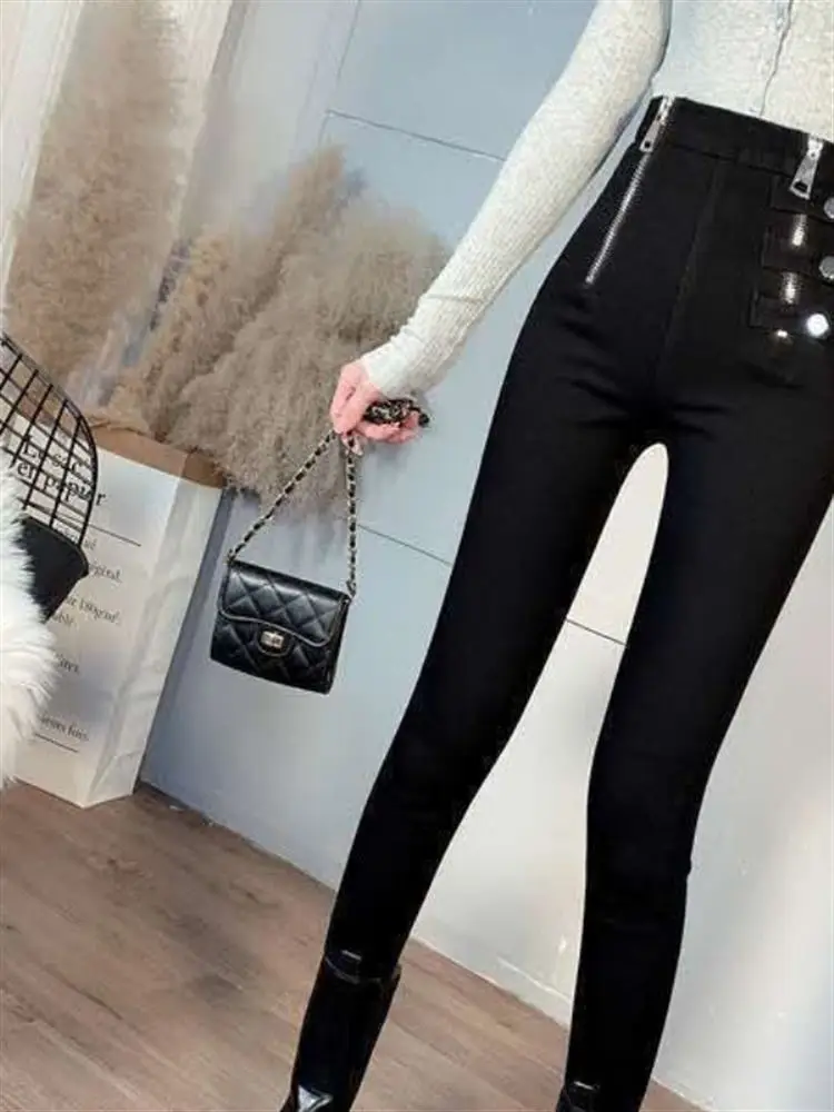 하이웨이스트 슬리밍 레깅스 여성용 봄 가을 신축성 있는 새로운 슬림핏 팬츠 블라 매직 롱 팬츠