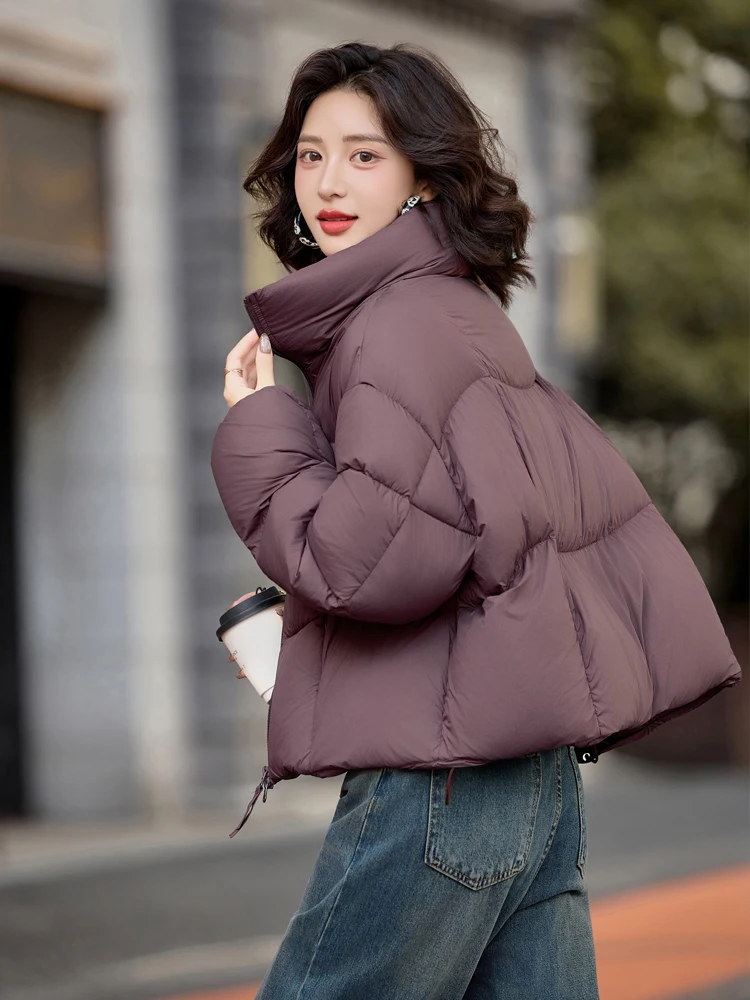 Jaqueta curta puffer para mulheres inverno oversize luxo gola alta manga longa para baixo jaqueta quente grosso 2026 novo outwear inkeo dj627