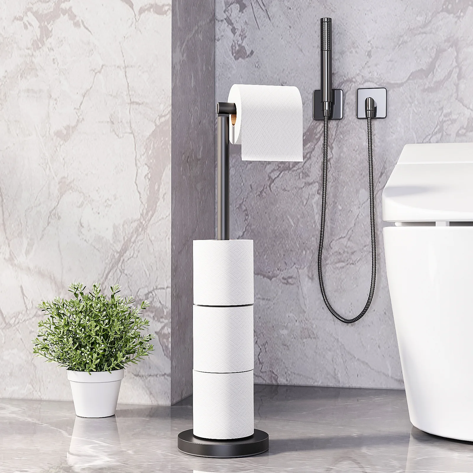 

Держатель для туалетной бумаги, один стержень, напольный вертикальный держатель для рулонов из нержавеющей стали, напольный держатель для туалетной бумаги в ванной комнате, без перфорации