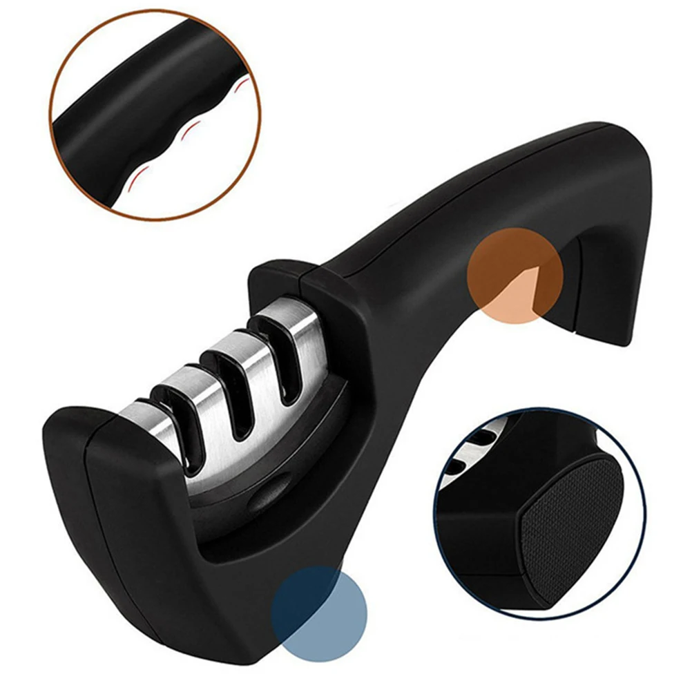 

1pc Sharpeners 3-Stage Manualmulti-Functional Wear-Resistant Precision Advanced Craft For Household Use Black
