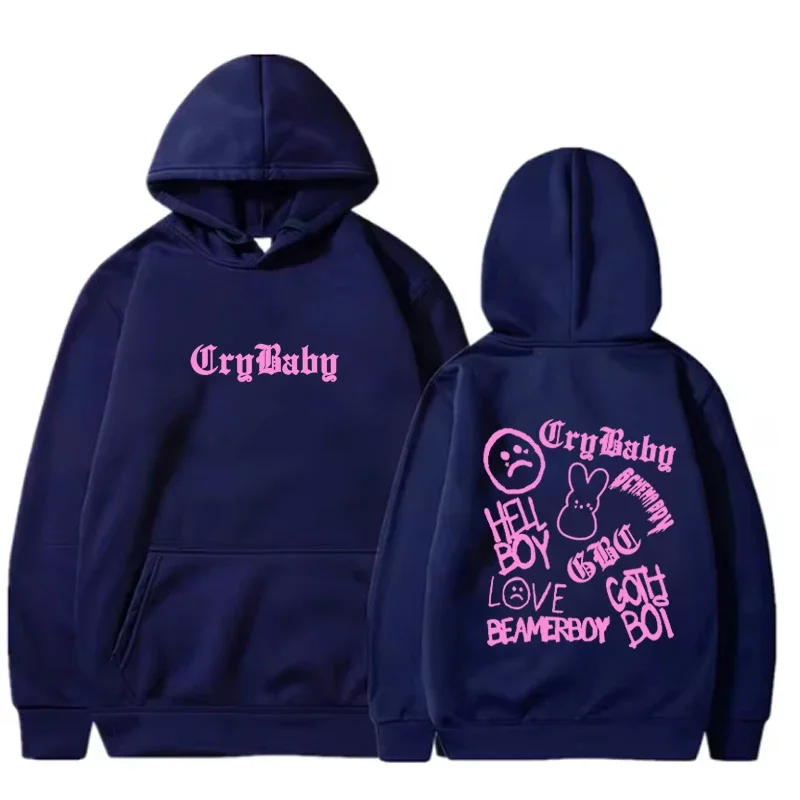 Fall and Winter Warm Top Lil Emo Rap Goth Peep Hip Hop Print Hooded Sweatshirt Trendy Fashion Streetwear Unisex Clothing