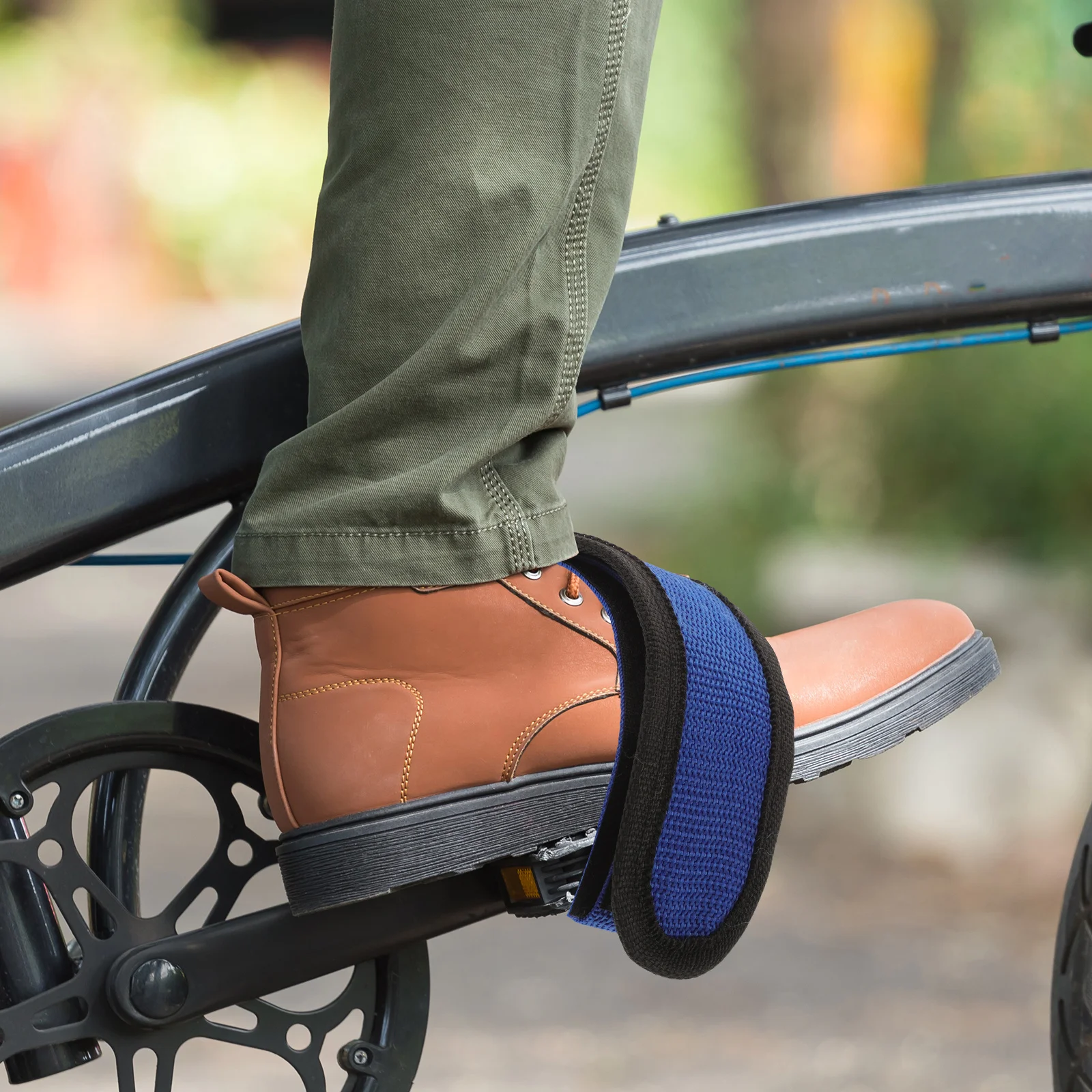 2 قطعة أشرطة دواسة ركوب الدراجات قابلة للتعديل من النايلون لمسند القدمين أحزمة واسعة سميكة ومضادة للانزلاق بديلة للرياضة #5