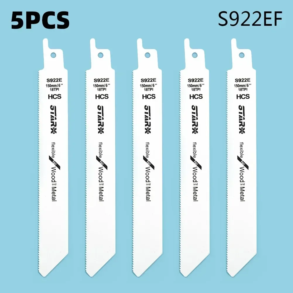 5X 150mm S922EF Oszillierende Säbelsägeblätter für Holz-, Metall- und Rohrschneidarbeiten – Detail 2