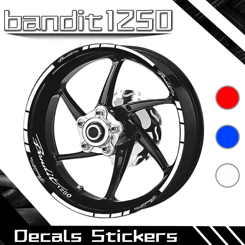 For BANDIT 1250 bandit1250 Motorcycle Front & Rear Tire Stickers Stripes Reflective Waterproof Wheel Decals Stickers SET