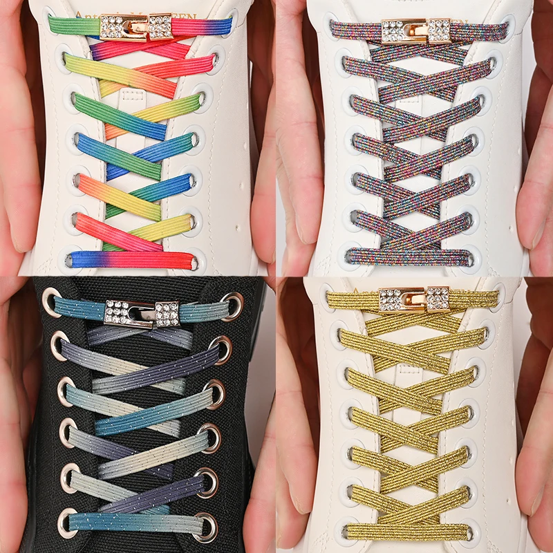 結ばない靴ひも ダイヤモンドバックル 弾性靴ひも 靴ひも パールライト カラフル ファッション 結ばない靴ひも スニーカー 子供 大人