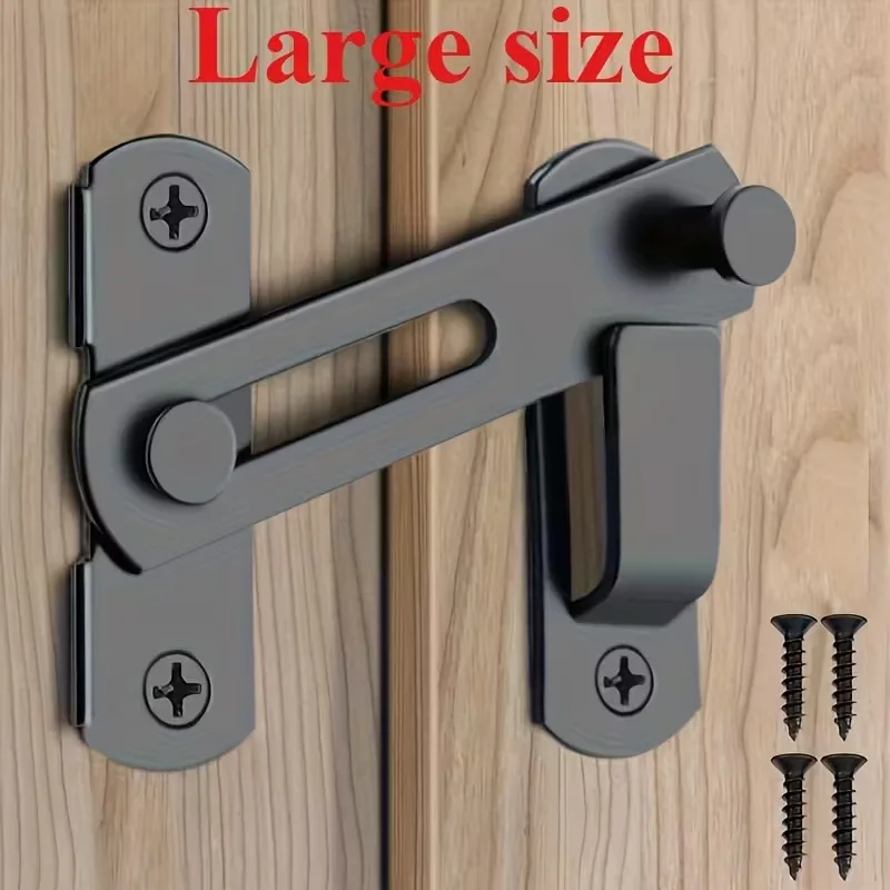 1pc Stainless Steel Barn Door Lock - 180° Flip Sliding Latch with 2 Keys, Anti-Theft Security for Garage, Bathroom, Easy Install