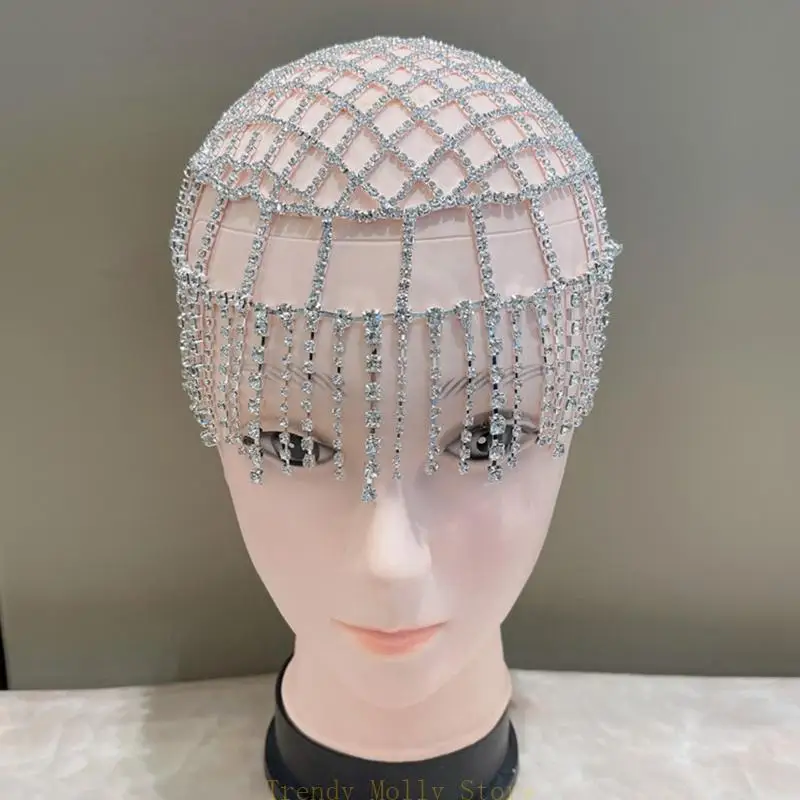

N5KB Exaggerated Stage Performance for Rhinestone Hair Chain for Head Chain European and American Ethnic Tassel Headban