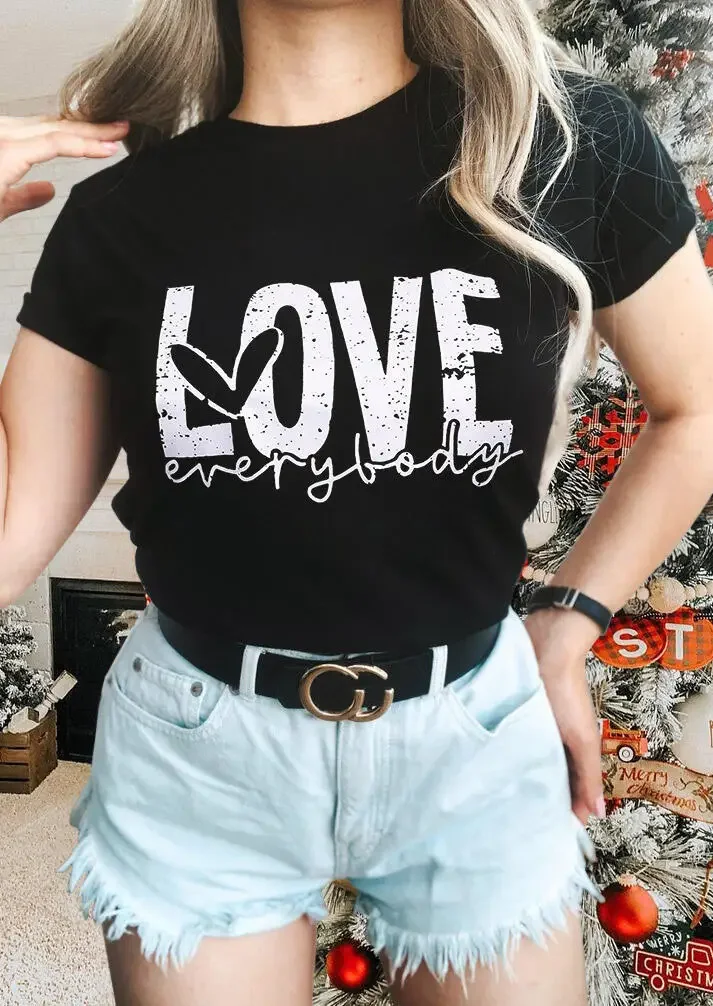 

LOVE Everyday Heart Print Women T Shirt Short Sleeve O Neck Loose Women Tshirt Ladies Tee Shirt Tops Camisetas Mujer