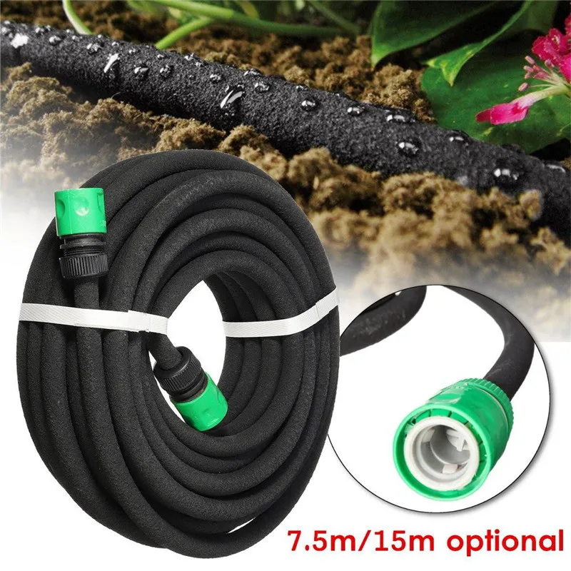 Micro Drip Irrigation 4/9mm Leaking Tube Anti-aging Permeable Pipe 7.5/15m Porous Soaker Hose Garden Irrigation Watering Hose