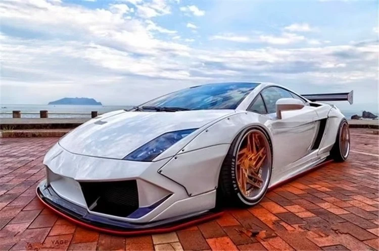 For Lamborghini Gallardo LP550 LP560 LP570 upgraded LB style fiberglass wide body front bar side skirt wheel brow tail