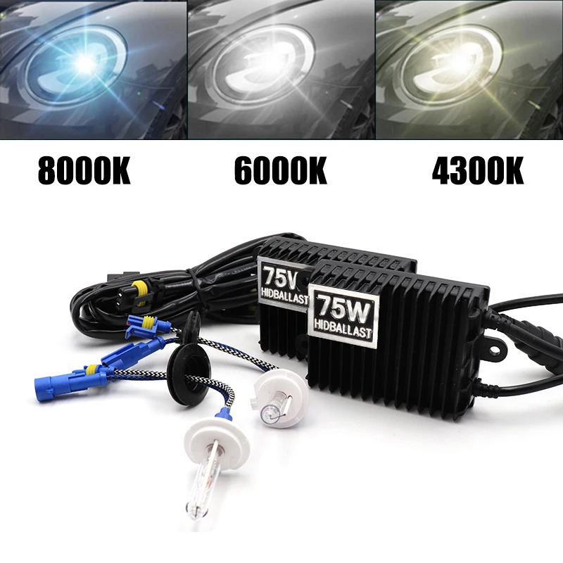 H1 H3 H4 H11 9006 75W 4300K 6000K 8000K Ballast HID Xenon 12V Car Light Headlight 9005 9006