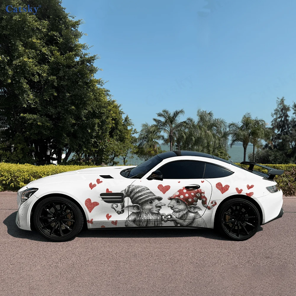 Elf Skeleton Couple Car Vinyl Wraps Decal Self-adhesive PVC Sticker Suitable for Trucks SUV Decoration Auto Accessories Gift