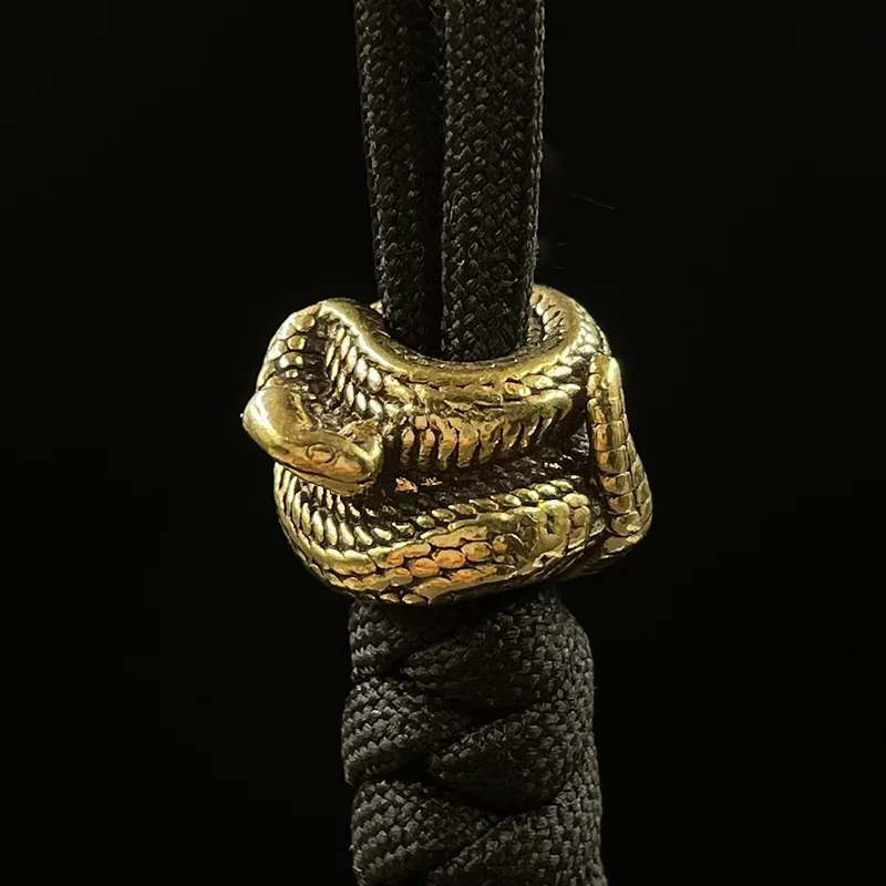 Snake Brass Rattlesnake Knife Bead Umbrella Rope DIY EDC Lanyard Handmade Paracord Bracelets Pendants Jewelry Making Accessories